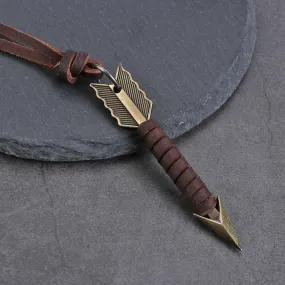 1Pc Handmade Vintage Leather Arrow Pendant Necklace Rope Chain Necklaces Men&amp;Women Punk Jewlery Accessories Wholesale