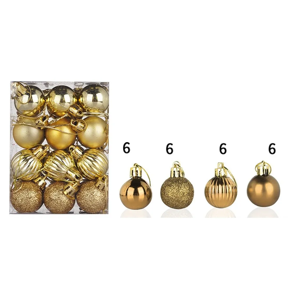 24pcs Christmas Tree Decor Ball 3cm Bauble Hanging Xmas Party Ornament Decorations For Home 2021 New Year Christmas Decorations