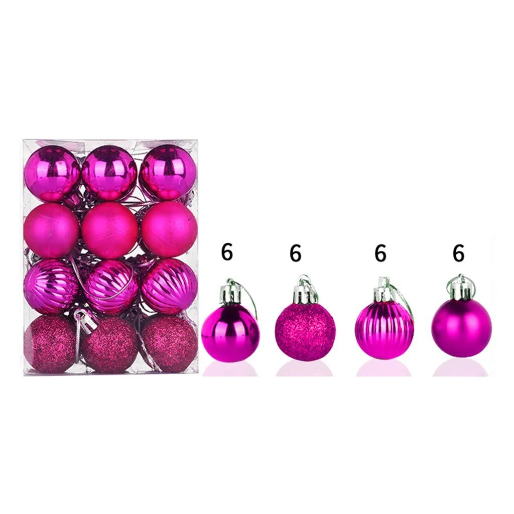 24pcs Christmas Tree Decor Ball 3cm Bauble Hanging Xmas Party Ornament Decorations For Home 2021 New Year Christmas Decorations