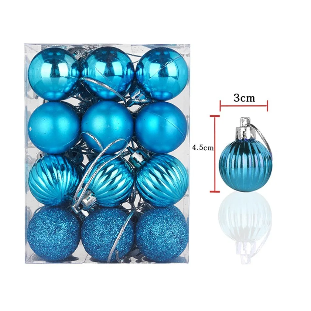 24pcs Christmas Tree Decor Ball 3cm Bauble Hanging Xmas Party Ornament Decorations For Home 2021 New Year Christmas Decorations