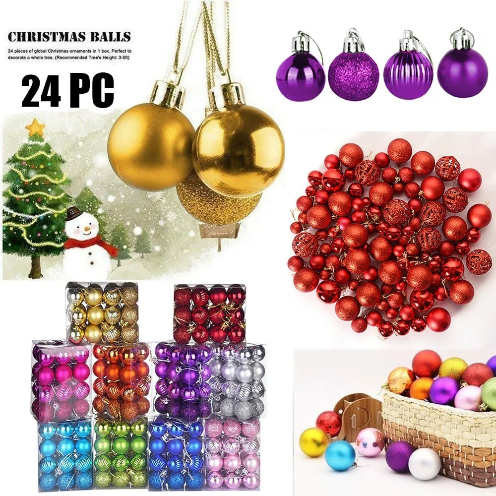 24pcs Christmas Tree Decor Ball 3cm Bauble Hanging Xmas Party Ornament Decorations For Home 2021 New Year Christmas Decorations