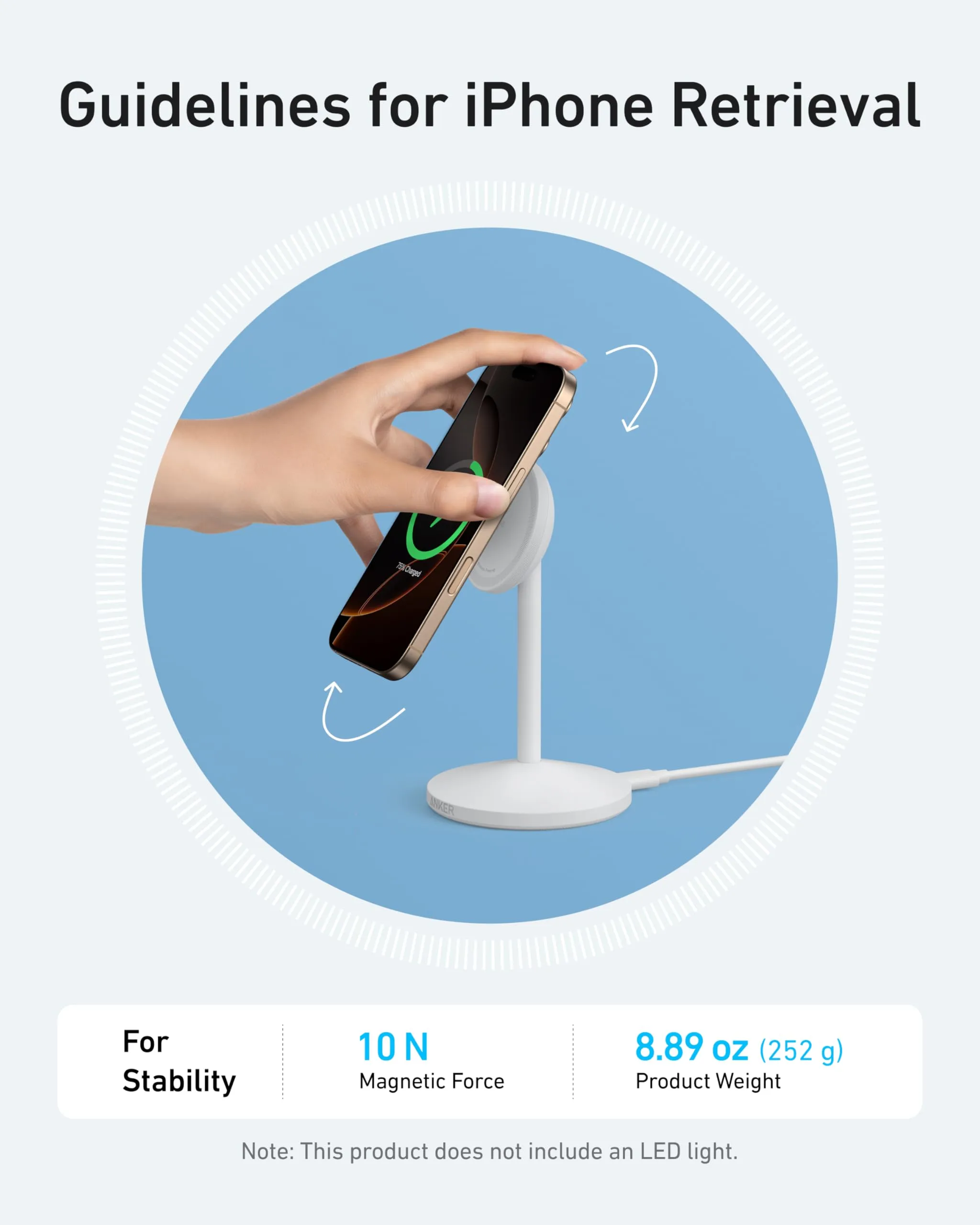 Anker MagGo Wireless Charger (Stand) with Adapter and Cable BOA