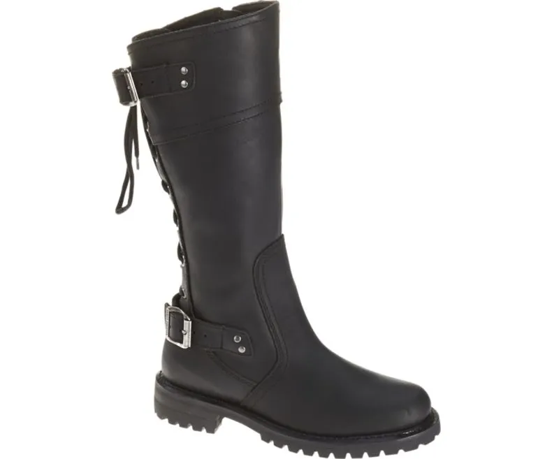 Black Leather Lace-Up "Alexa" Boot