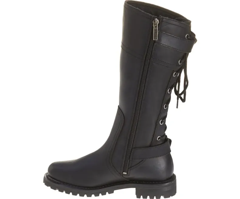 Black Leather Lace-Up "Alexa" Boot