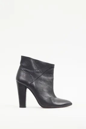 Black Leather Pointed Boot