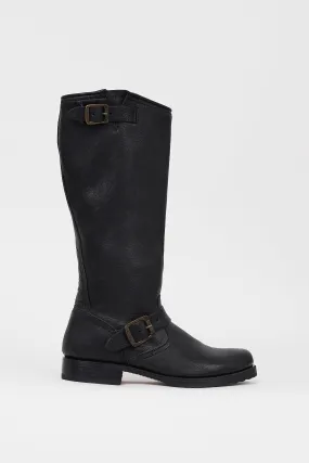 Black Leather Veronica Slouch Boot