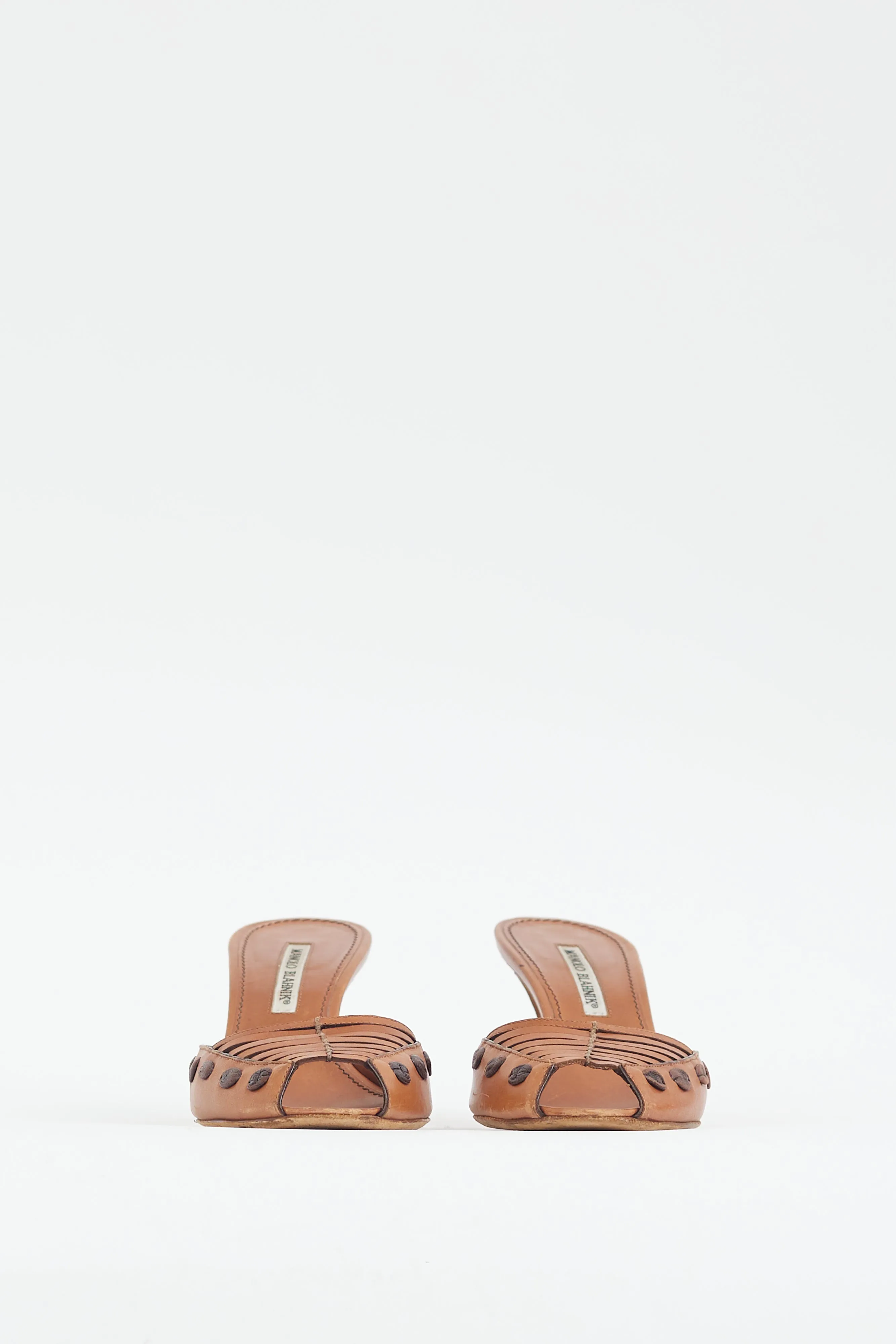 Brown Leather Woven Mule