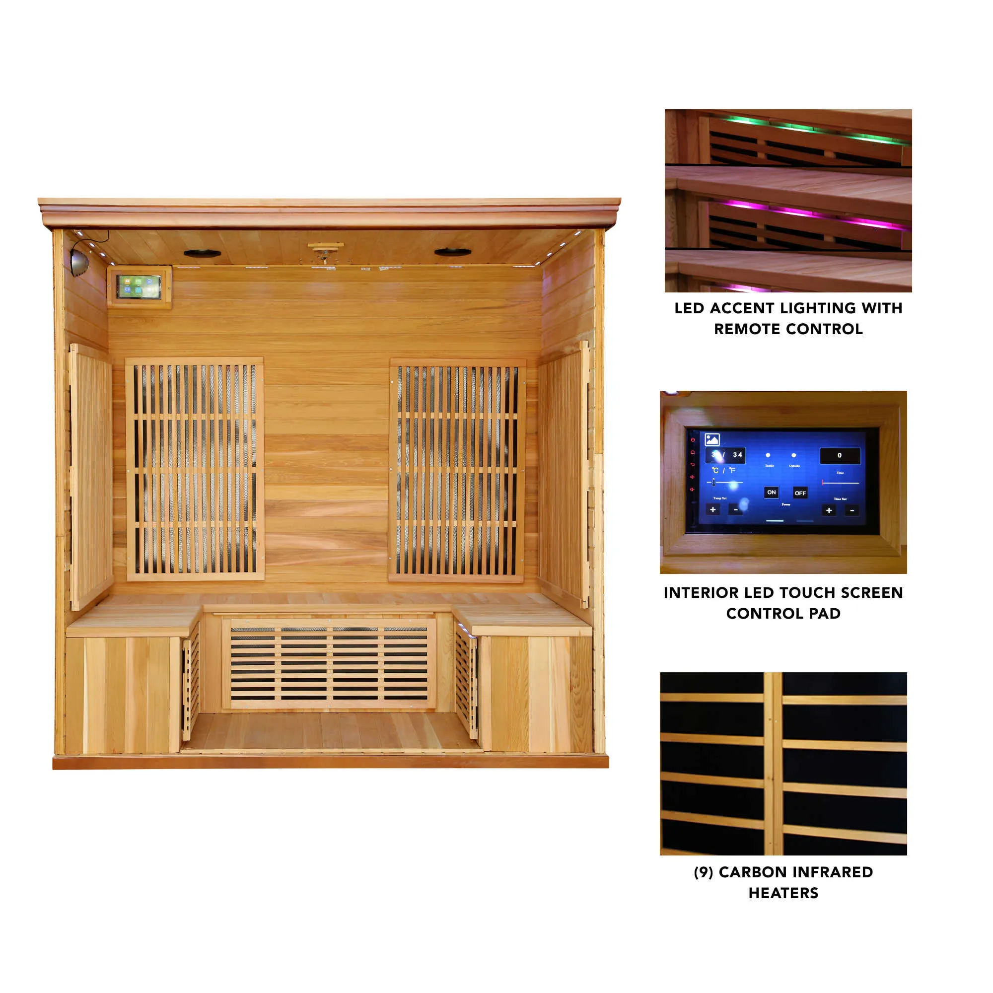 Cedar Elite 4-5 Person Premium Sauna w/ 9 Carbon Heaters