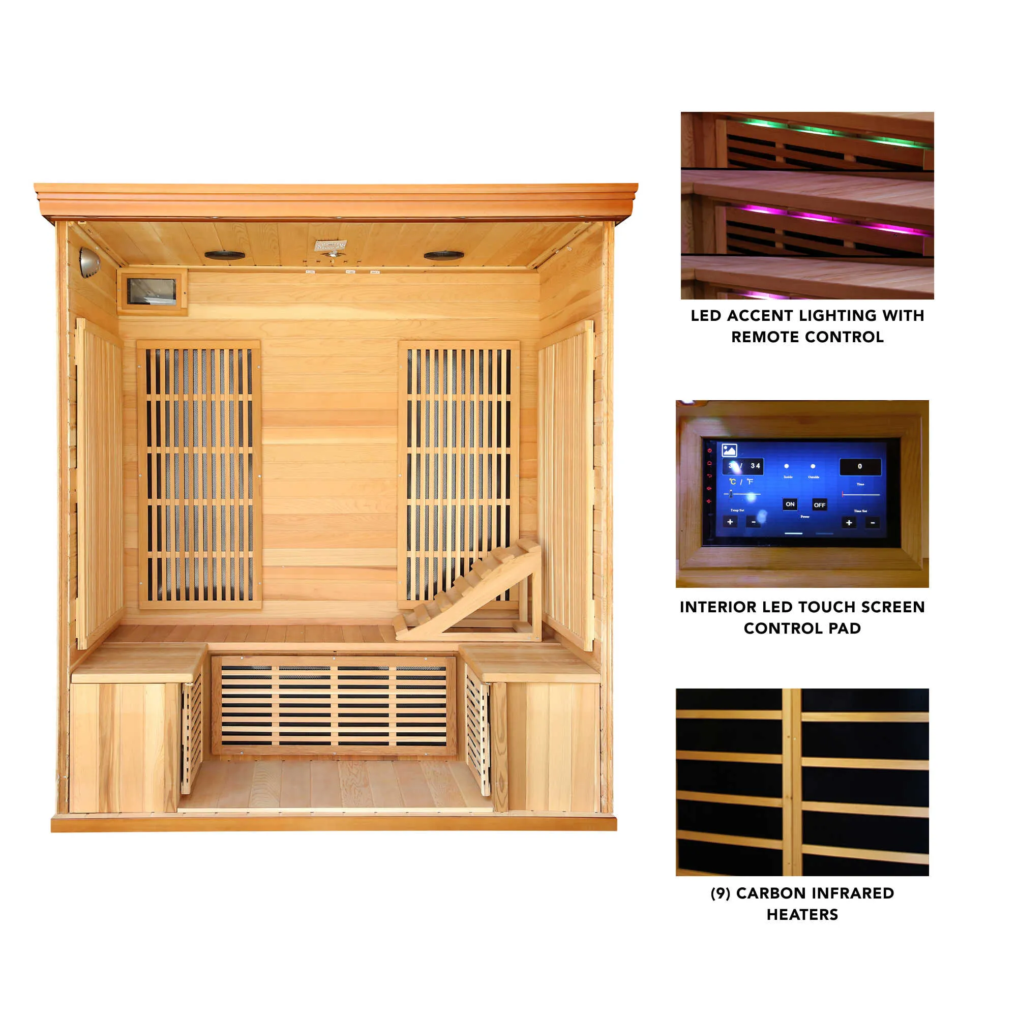 Cedar Elite 4-5 Person Premium Sauna w/ 9 Carbon Heaters