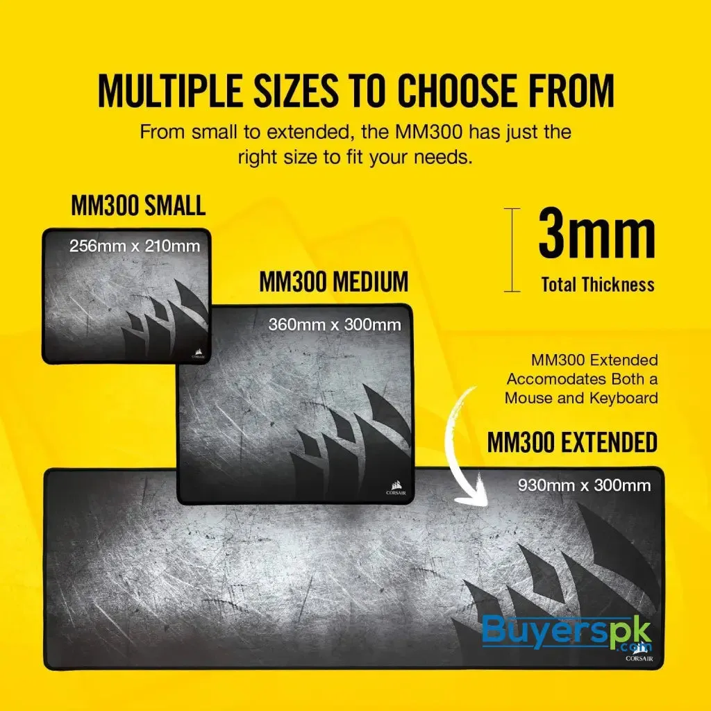 Corsair Mm300 - Anti-fray Cloth Gaming Mouse Pad - High-performance Mouse Pad Optimized for Gaming