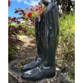 Custom DeNiro Botticelli Dressage Boot - Grey Patent with Luxory Grey Rondine Top & Swarovski