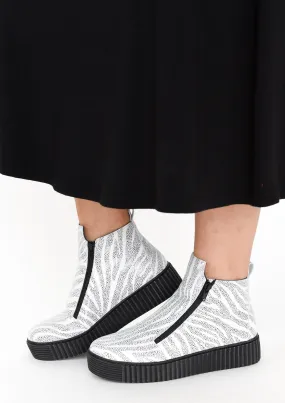 Davith White Zebra Ankle Boot