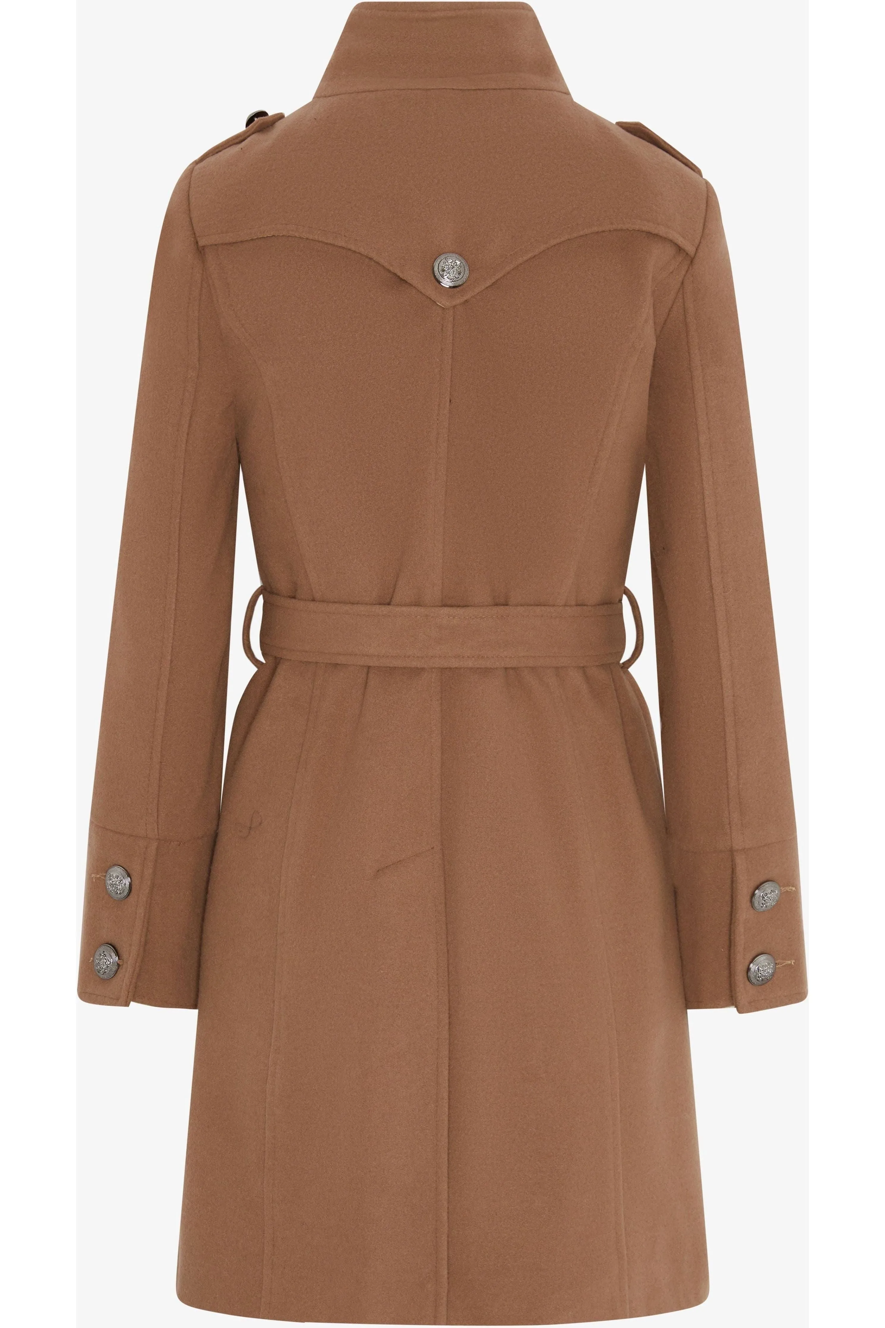 De La Creme Fashions Naomi High Neck Military Belted Coat