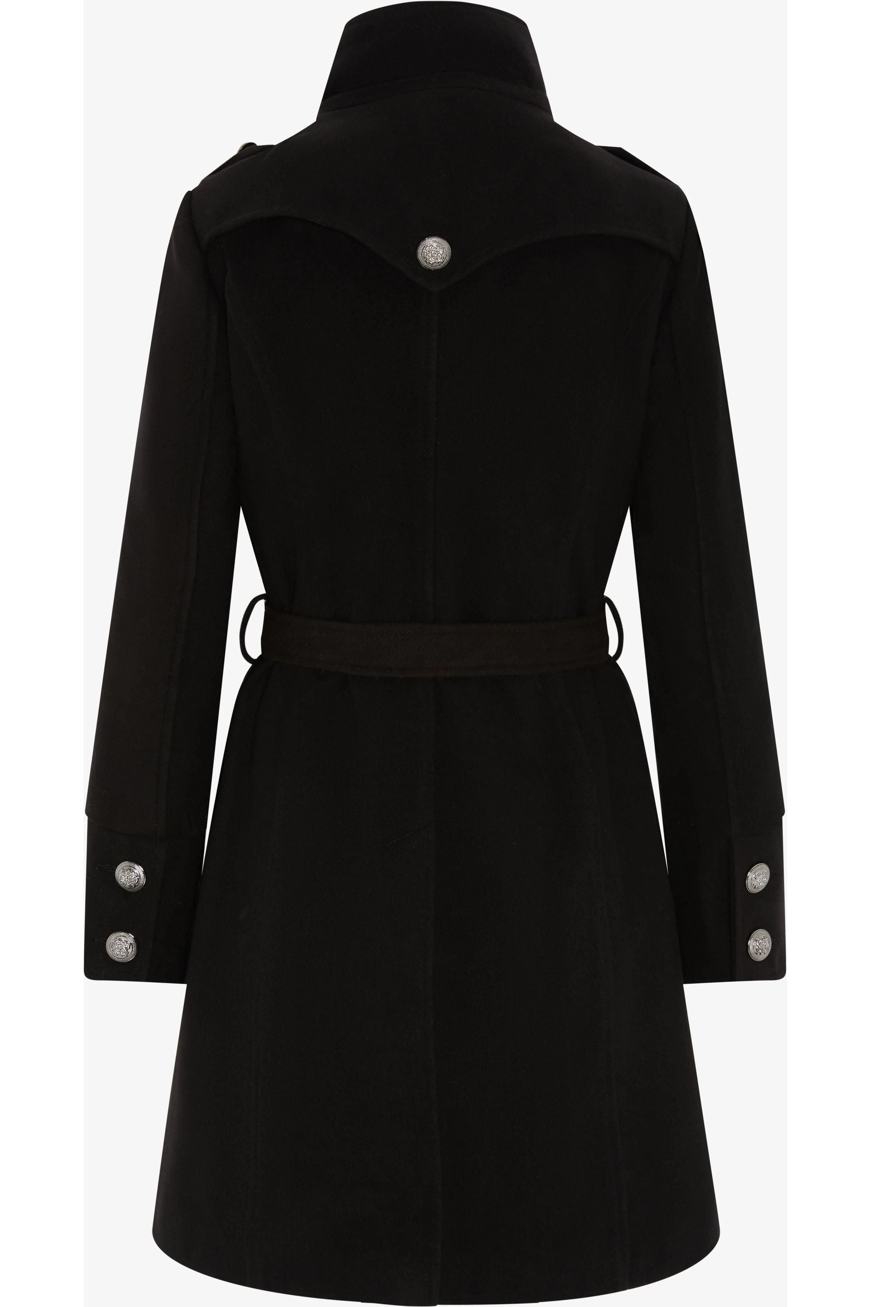 De La Creme Fashions Naomi High Neck Military Belted Coat