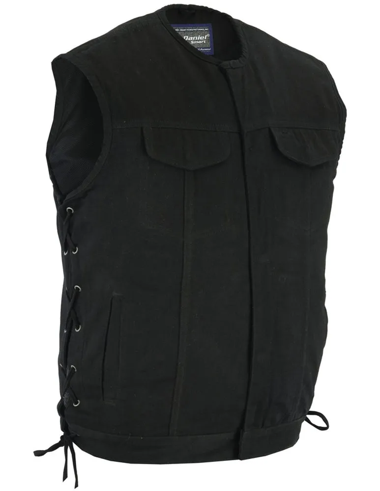 DM978 All Black Denim with CCW Pockets Side Laces Vest