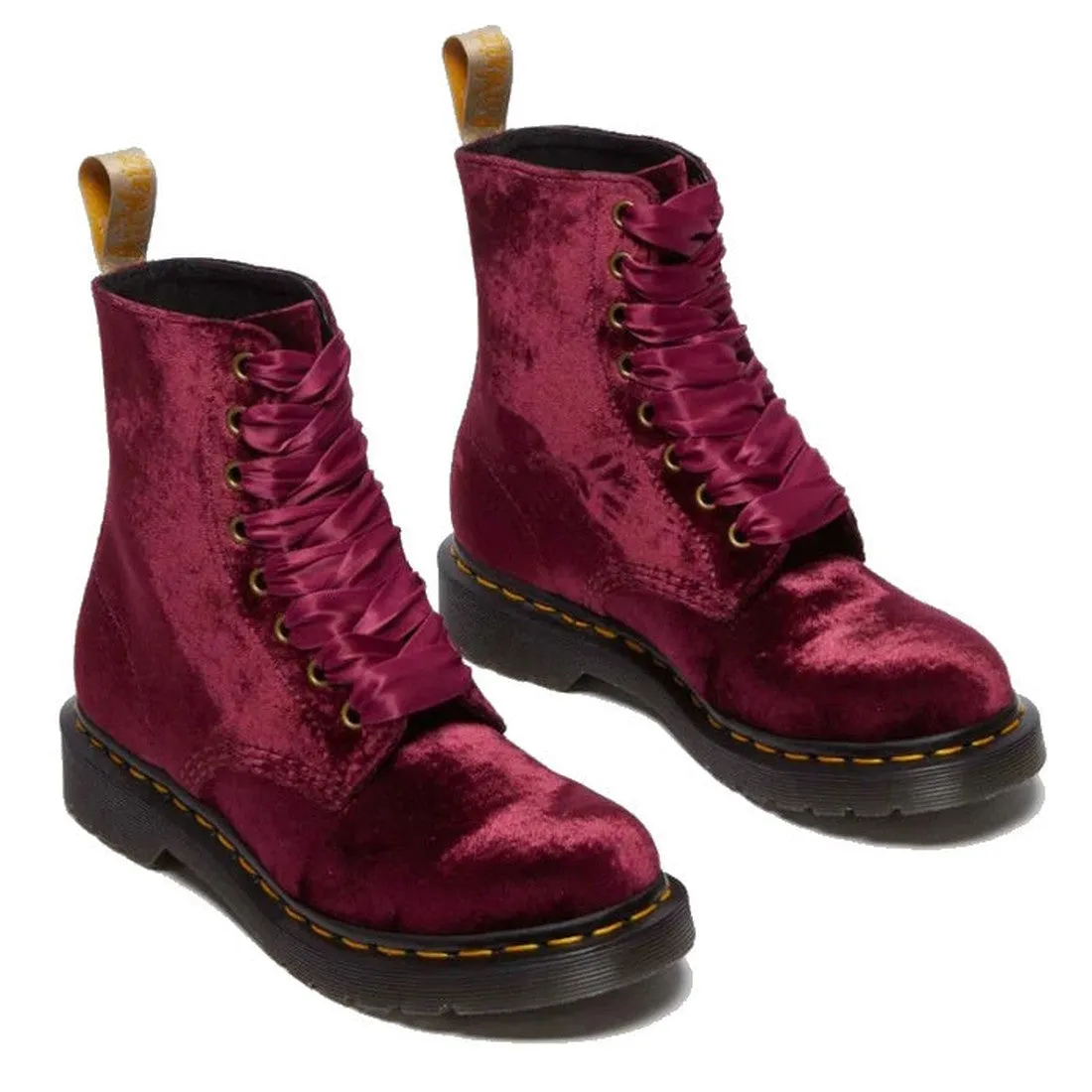 Dr Martens 1460 Vegan Pascal Cherry Red  Velvet 8 Eye Boot