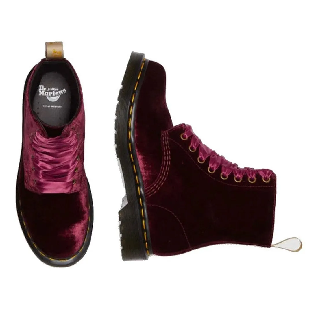 Dr Martens 1460 Vegan Pascal Cherry Red  Velvet 8 Eye Boot