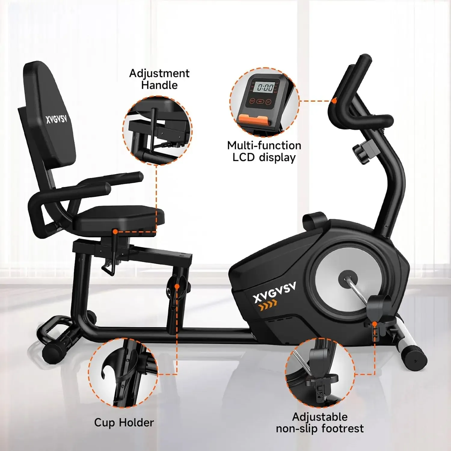 Exercise Bike, Recumbent Stationary Bike for Home, Recumbent with 400LB Weight Capacity Whisper-Quiet 16 Levels