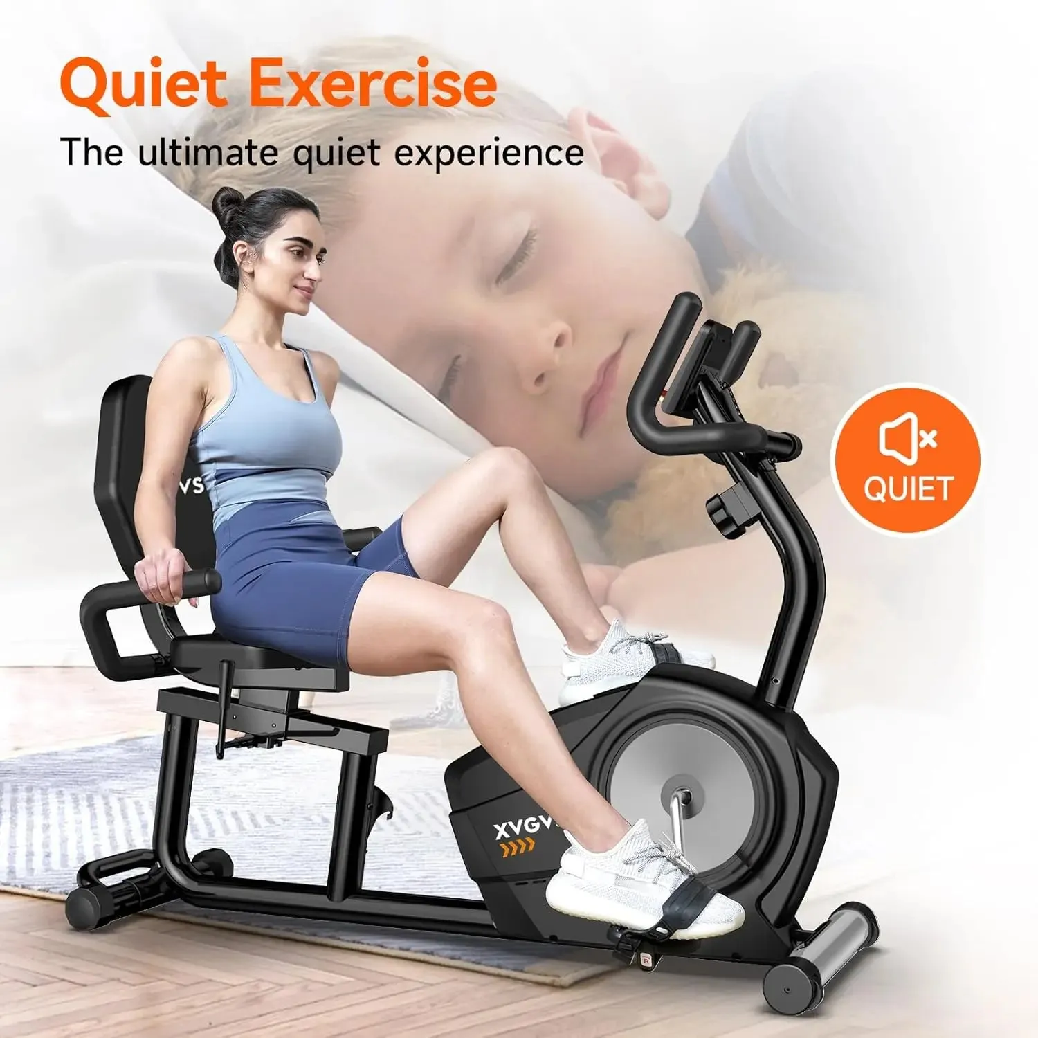 Exercise Bike, Recumbent Stationary Bike for Home, Recumbent with 400LB Weight Capacity Whisper-Quiet 16 Levels