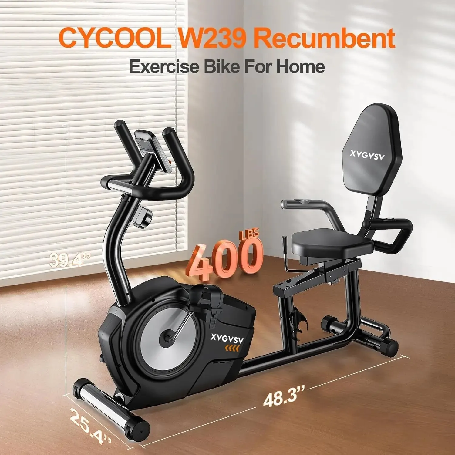 Exercise Bike, Recumbent Stationary Bike for Home, Recumbent with 400LB Weight Capacity Whisper-Quiet 16 Levels