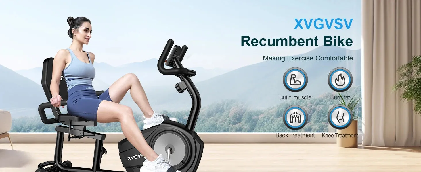 Exercise Bike, Recumbent Stationary Bike for Home, Recumbent with 400LB Weight Capacity Whisper-Quiet 16 Levels