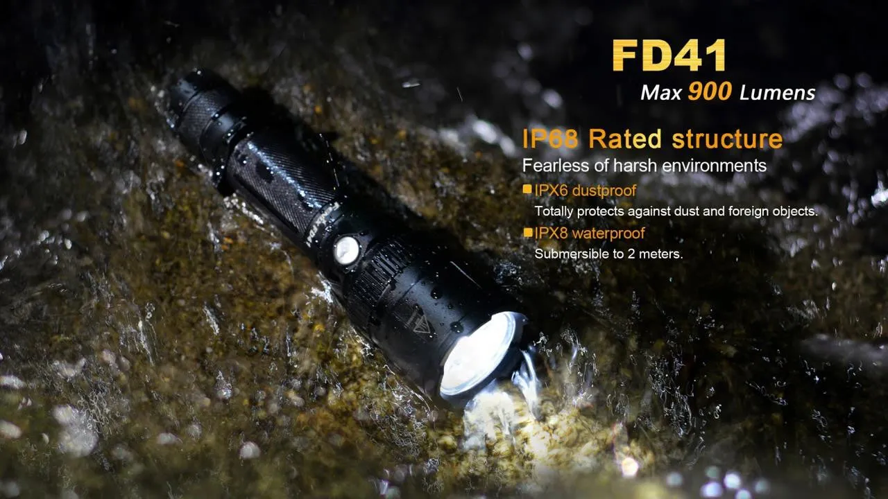 Fenix FD41 CREE LED 1000 lumen variable focus flashlight zoomable military light