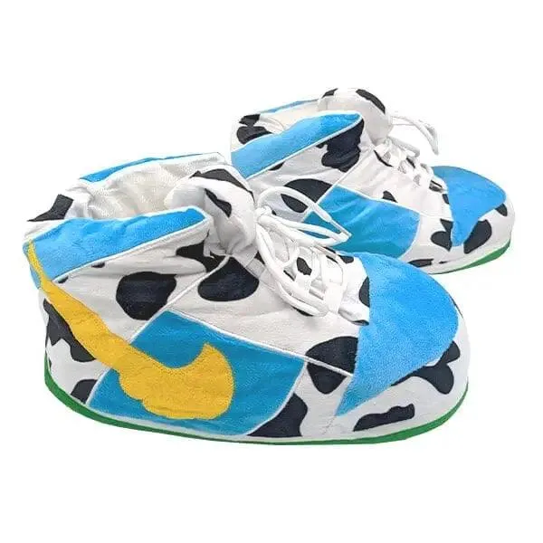 Hosiery | Slippers- Plush Sneaker Slippers- Cow Print | Showcase