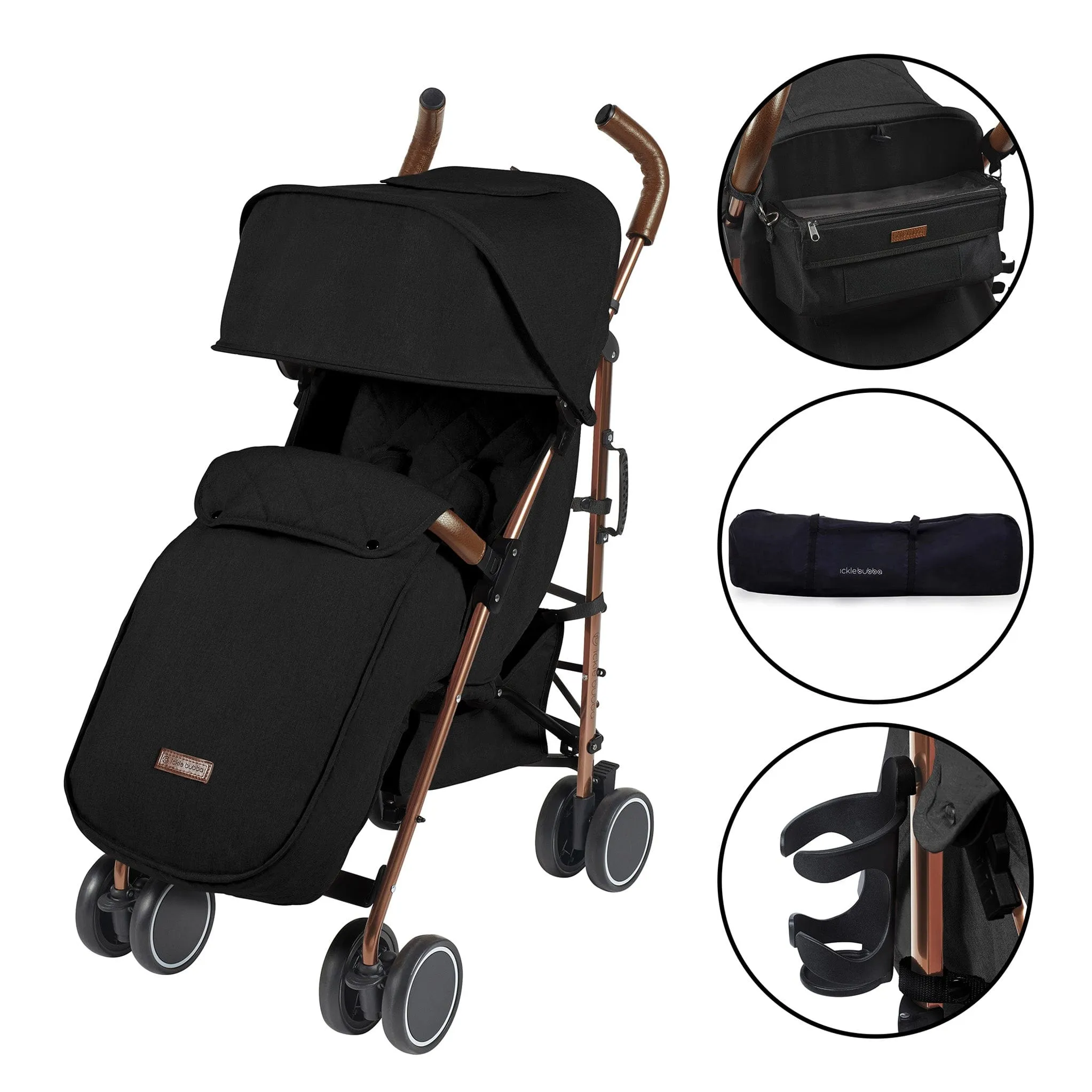 Ickle Bubba Discovery Prime Stroller Rose Gold/Black