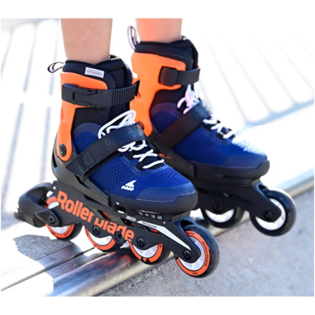 Kids Adjustable Rollerblade Microblade Blue Orange Inline Skates