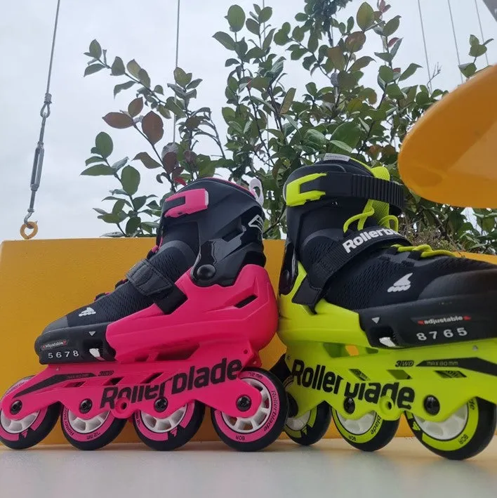 Kids Adjustable Rollerblade Microblade Neon Inline Skates