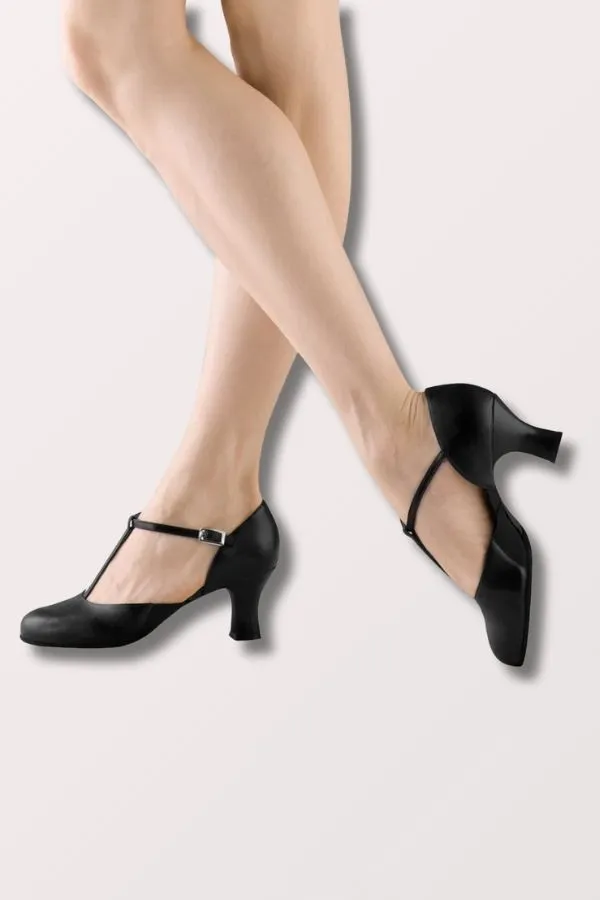 Ladies Split Flex Leather Character Shoes - Black