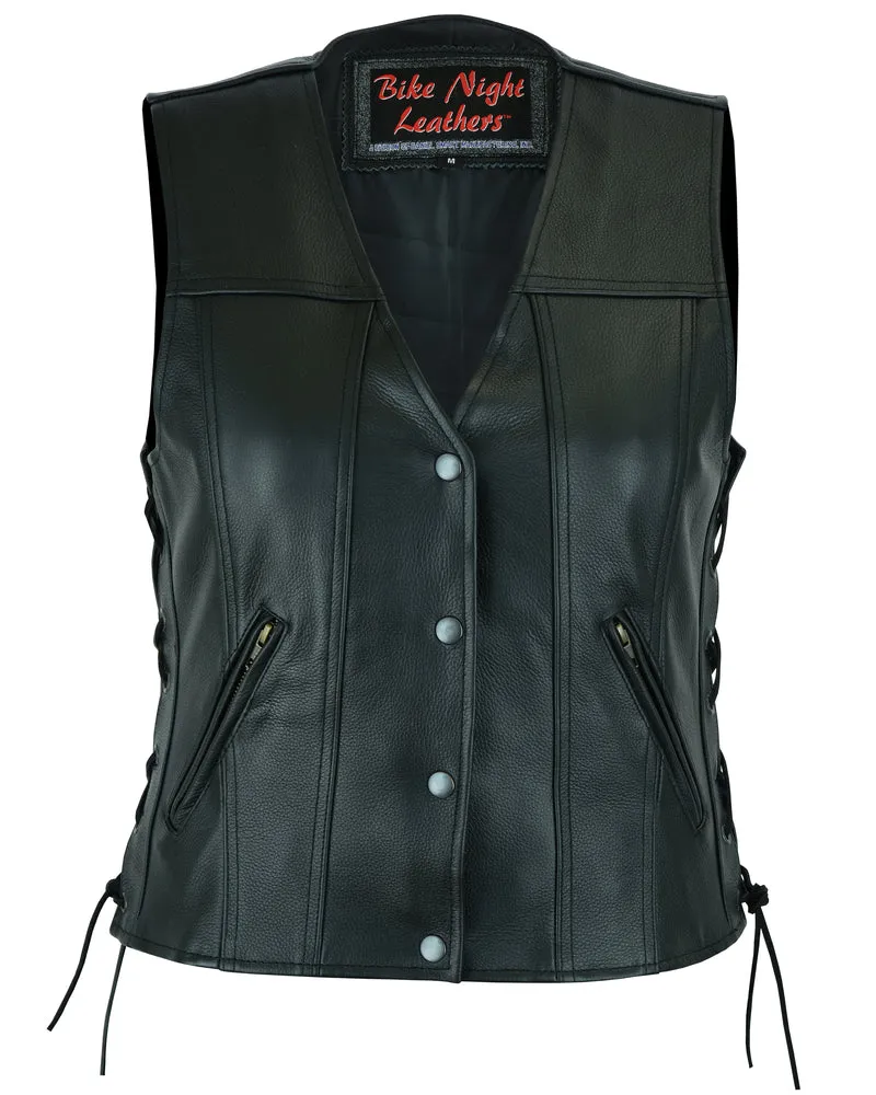 Leather Her Miles Single Panel Concealment Bike Night Leather Vest