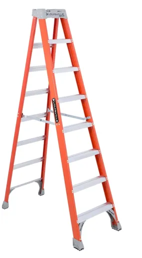 Louisville FS1508 Step Ladder, 8 ft H, Type IA Duty Rating, Fiberglass, 300 lb, 7-Step, 147 in Max Reach :EA: QUANTITY: 1