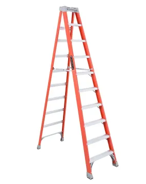 Louisville FS1510 Step Ladder, 10 ft H, Type IA Duty Rating, Fiberglass, 300 lb, 9-Step, 170 in Max Reach :EA: QUANTITY: 1