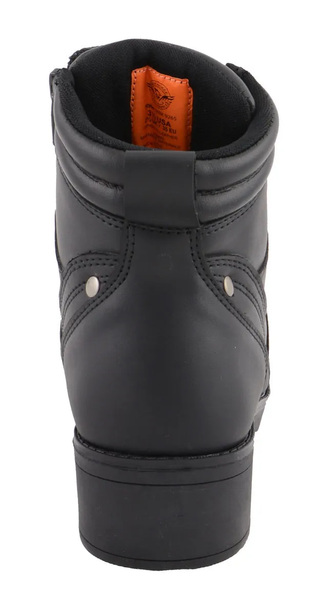 Milwaukee Leather MBK9265 Boys Black Lace-Up Boots with Side Zipper Entry