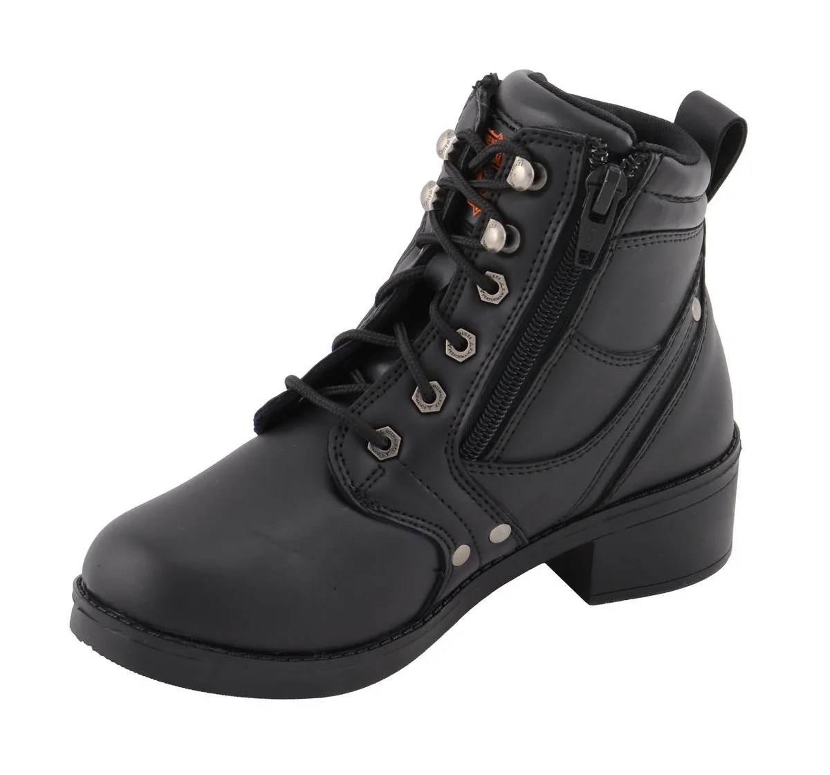 Milwaukee Leather MBK9265 Boys Black Lace-Up Boots with Side Zipper Entry