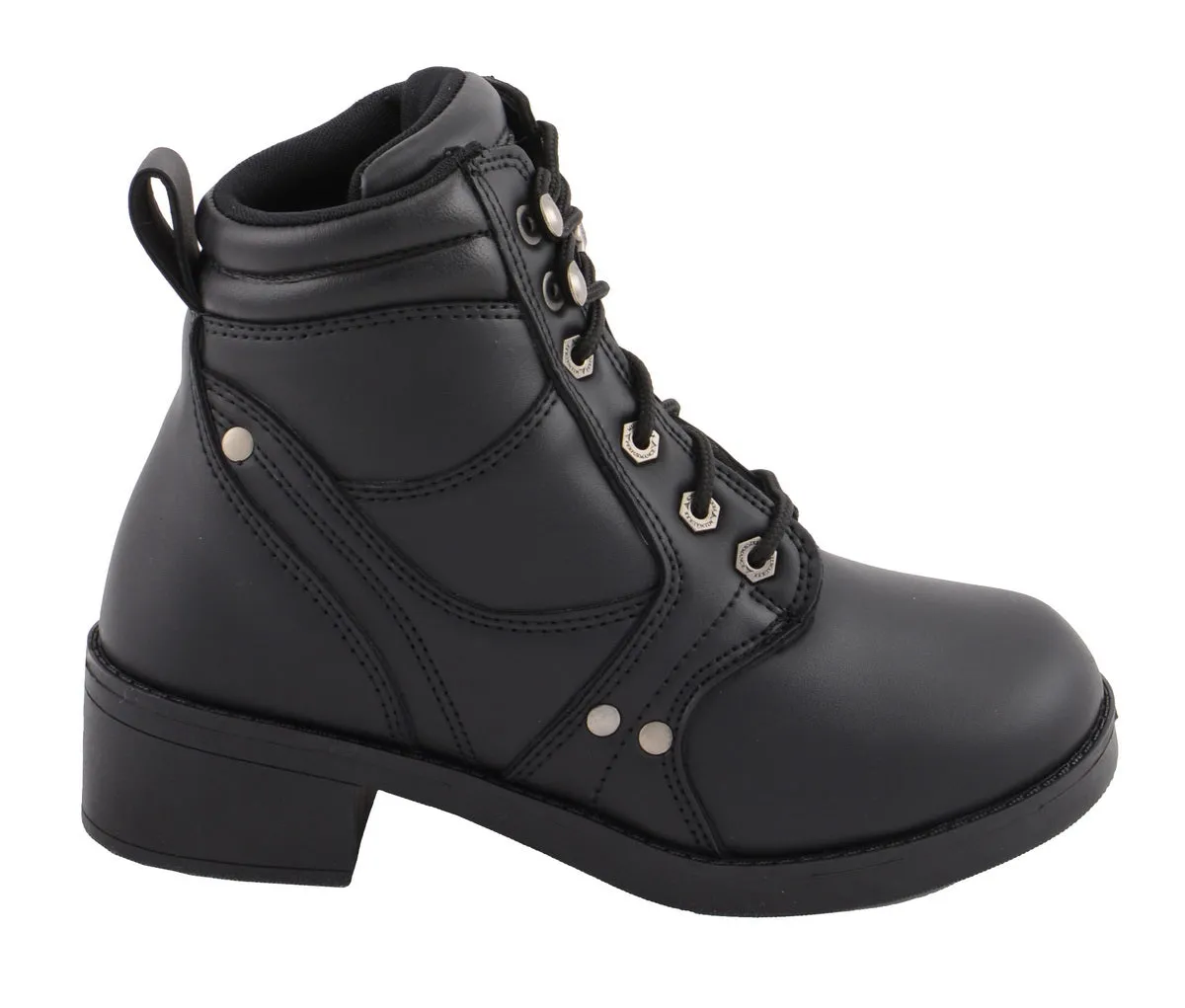 Milwaukee Leather MBK9265 Boys Black Lace-Up Boots with Side Zipper Entry