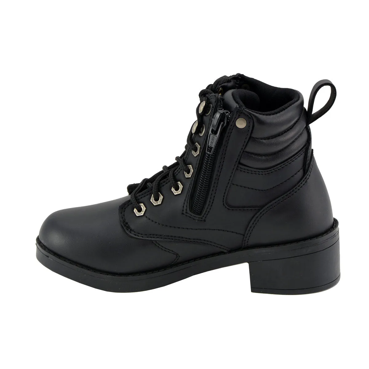 Milwaukee Leather MBK9275 Boys Black Lace-Up Boots with Side Zipper