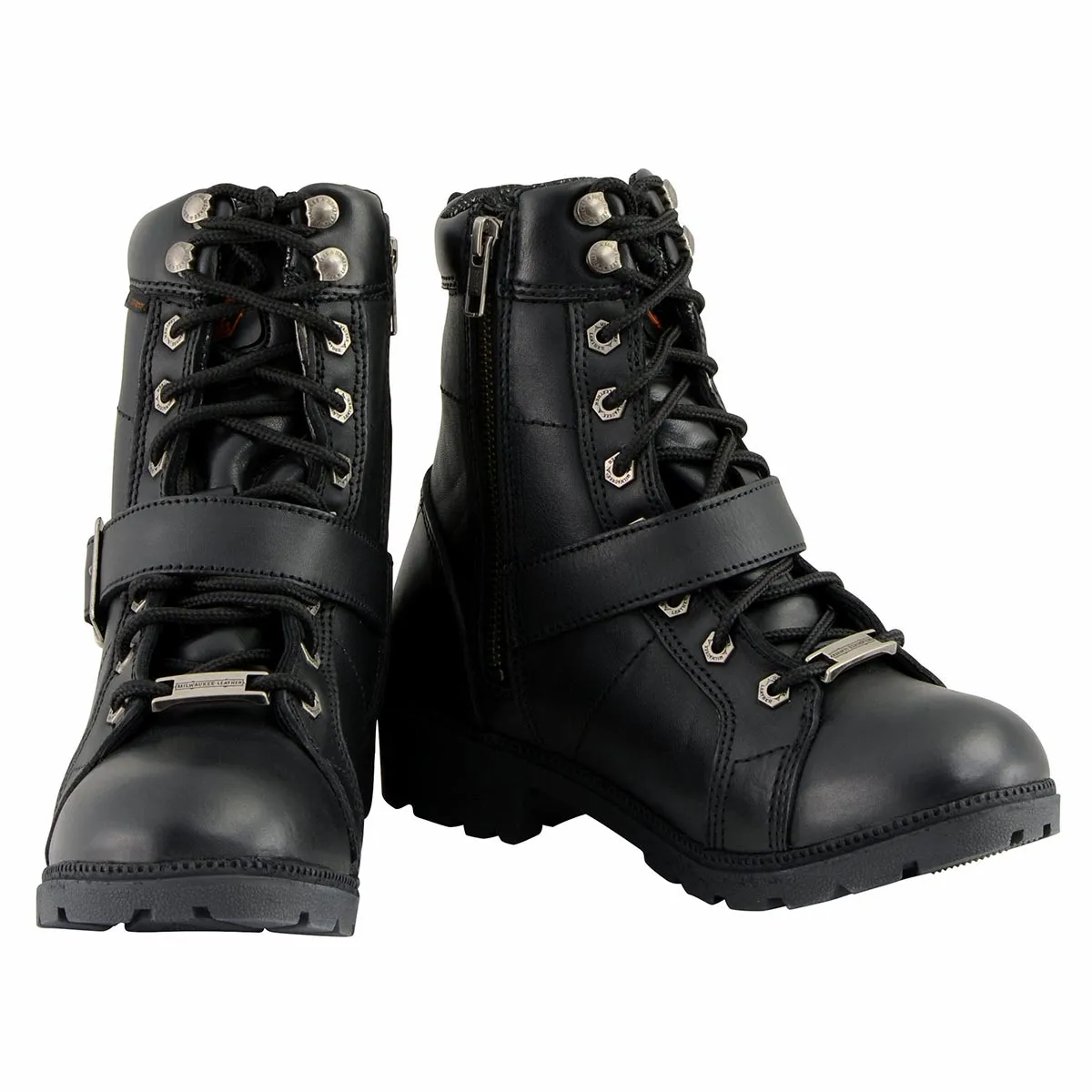 Milwaukee Leather MBL9326WP Women's Premium Black Leather Lace-Up