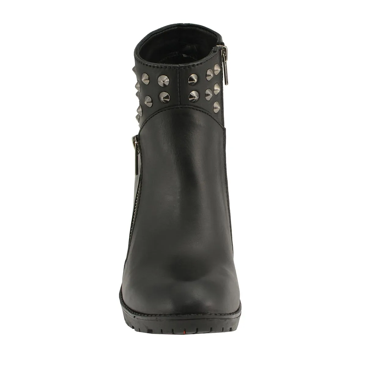 Milwaukee Leather MBL9402 Women's Black Spiked Side Zipper Entry Boot with Platform Heel