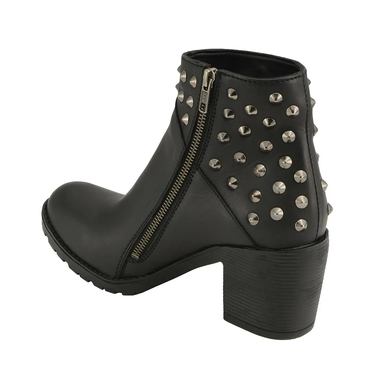 Milwaukee Leather MBL9402 Women's Black Spiked Side Zipper Entry Boot with Platform Heel