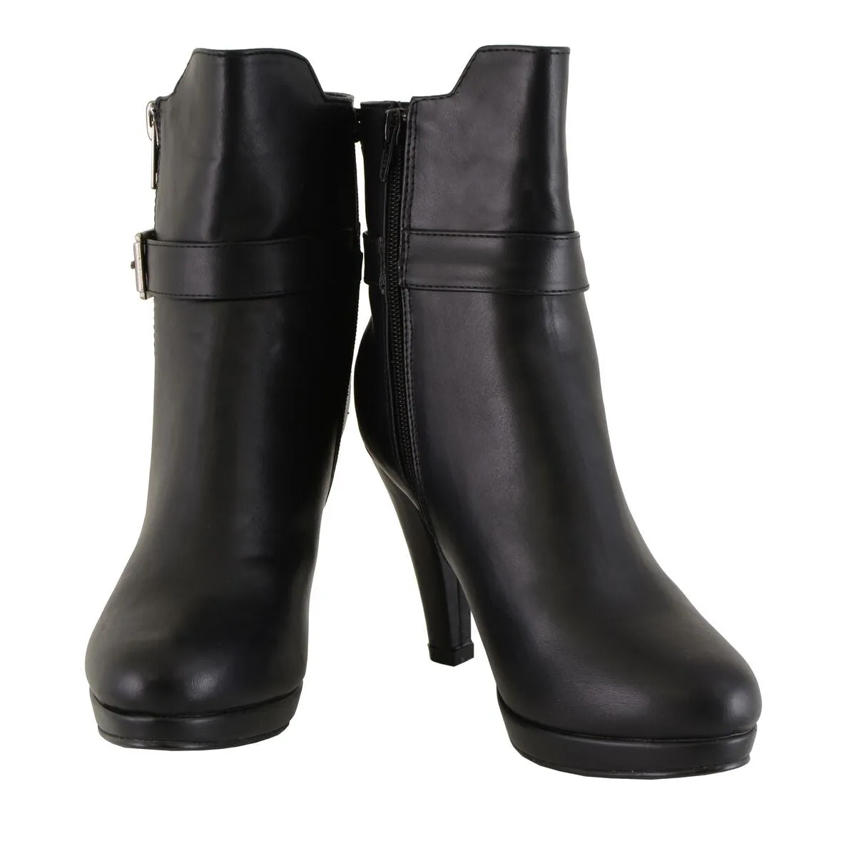 Milwaukee Leather MBL9430 Women's Black Boots with Side Zipper Entry