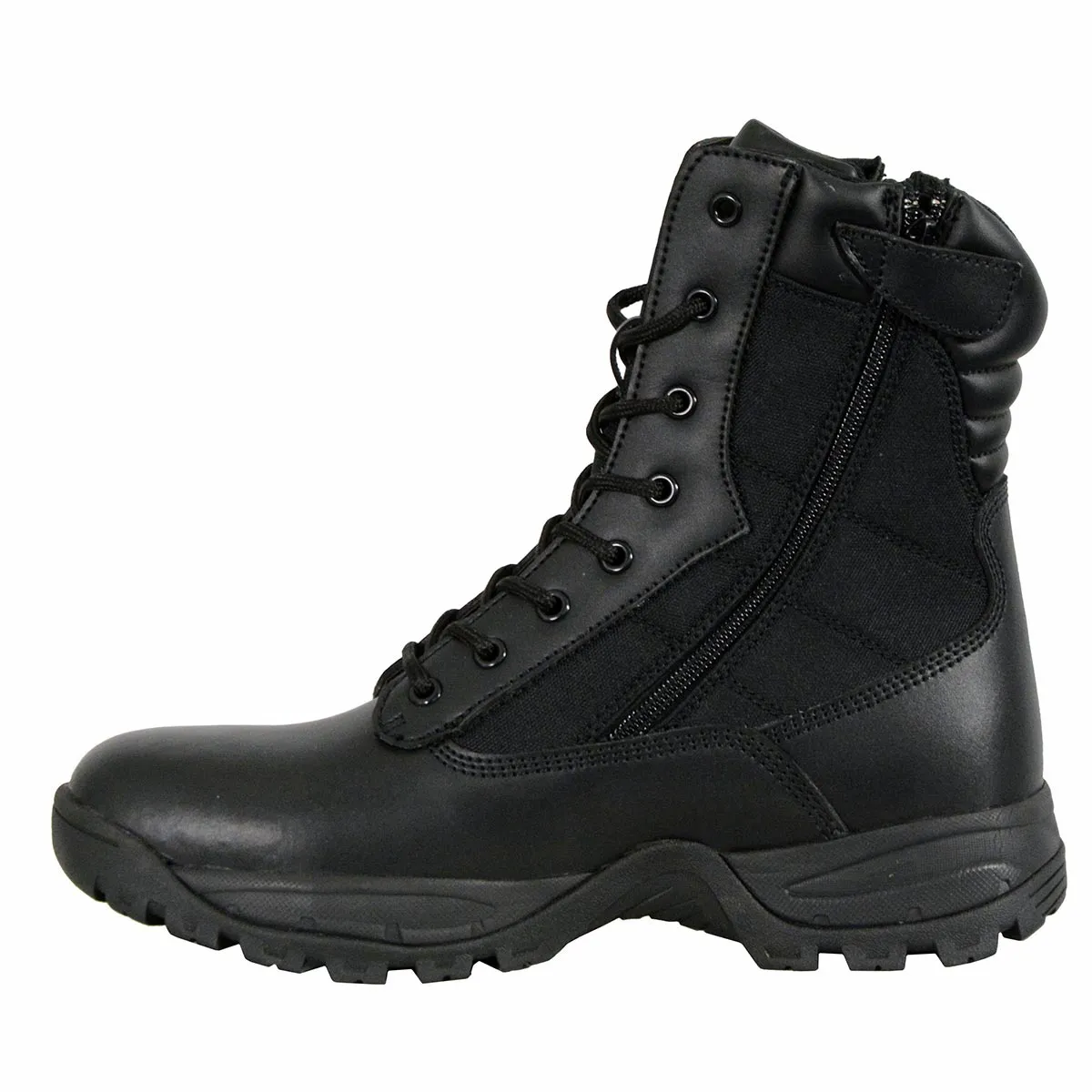 Milwaukee Leather MBM9110 Men's 9in Black Leather Lace-Up Tactical Boots with Side Zippers