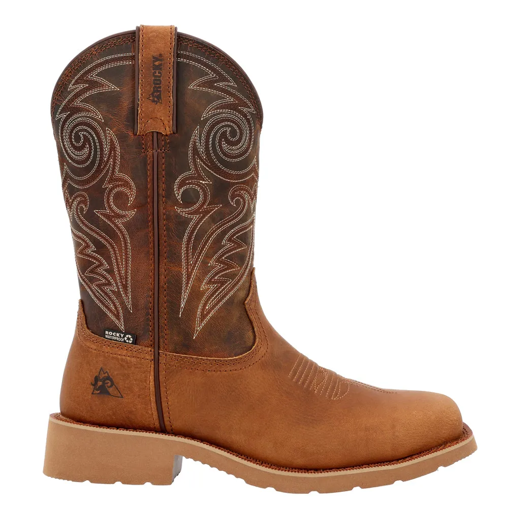 MonoCrepe 12 Inch Pull On Cowboy Waterproof Soft Toe Work Boots