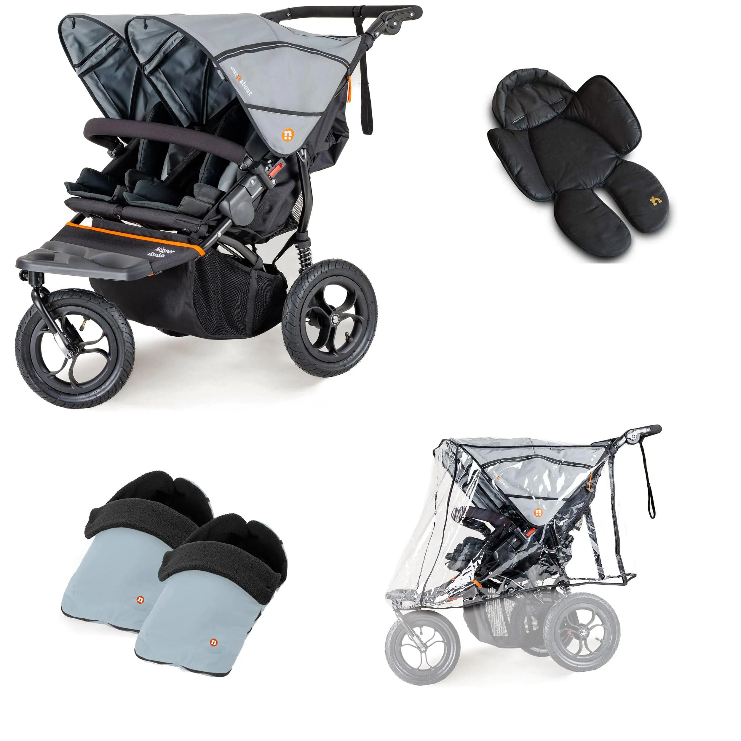 Out n About Nipper Double Duo Comfort Bundle in Rock Salt Grey