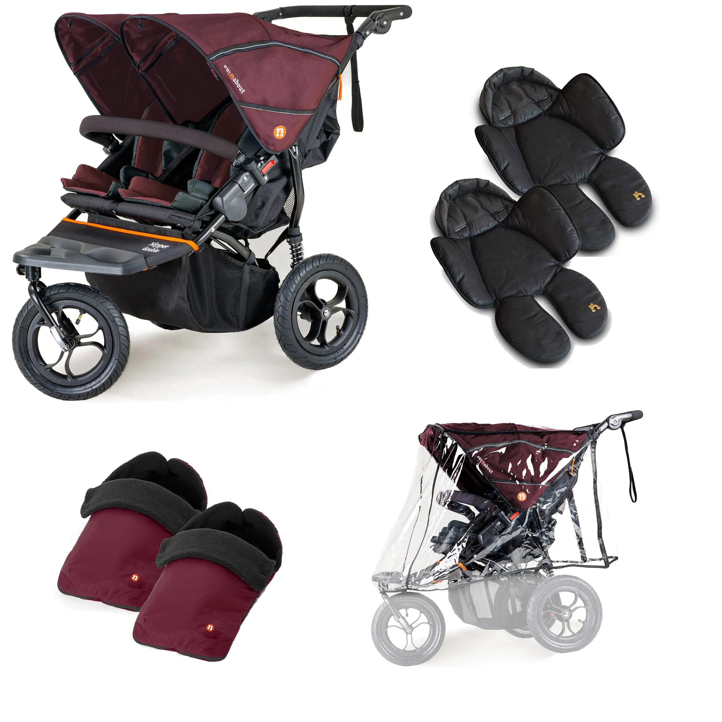 Out n About Nipper Double Twin Comfort Bundle in Brambleberry Red