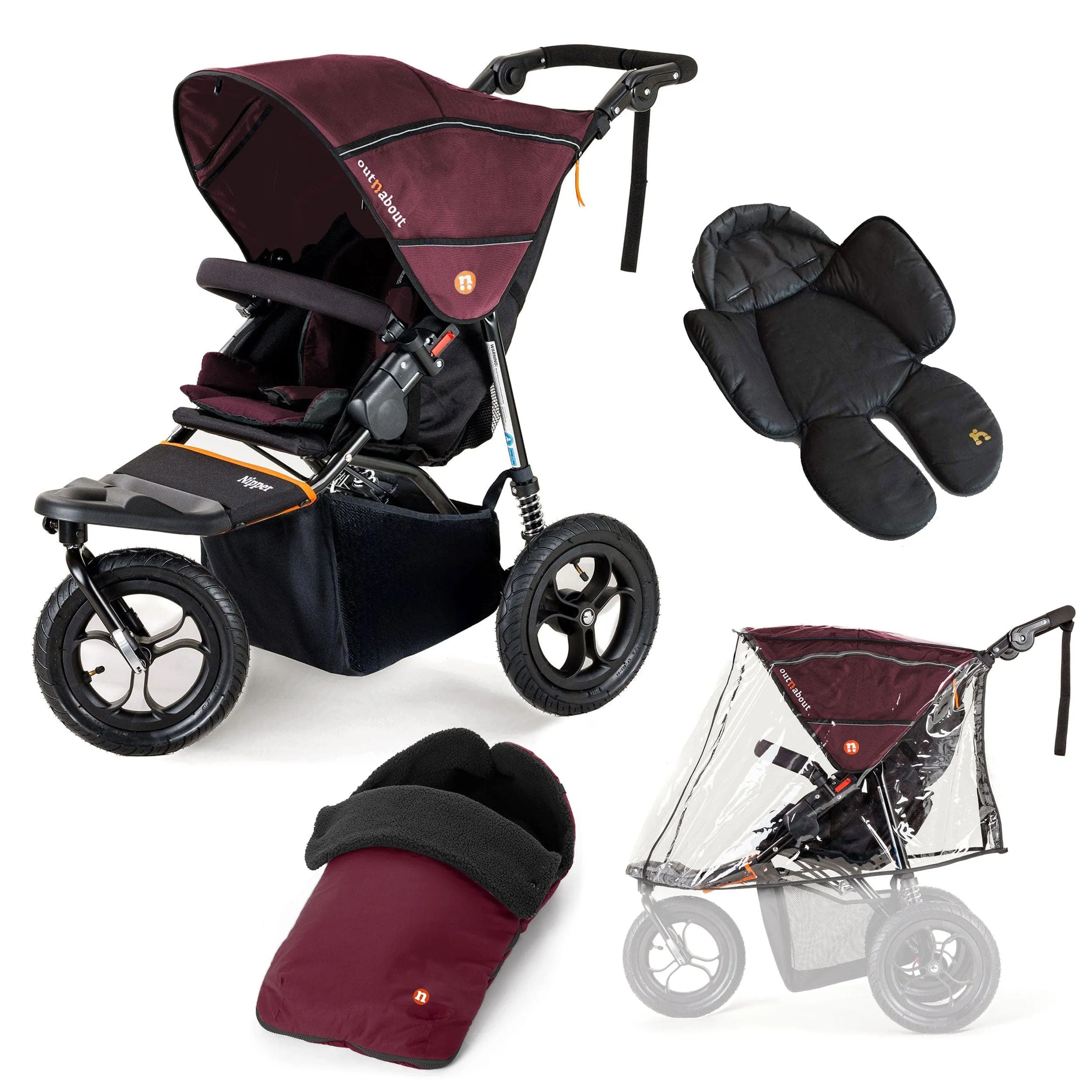 Out n About Nipper Single Comfort Bundle in Brambleberry Red