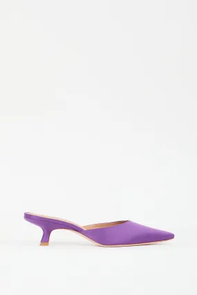 Purple Satin Pointed Toe Mule