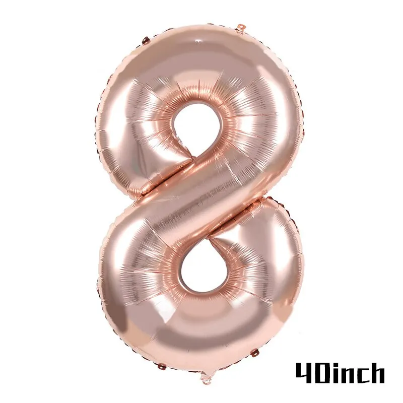 Rose Gold Party Disposable Tableware Plate Number Balloon Girl Birthday Party Wedding Decor Adult Celebration Baby Shower Decor