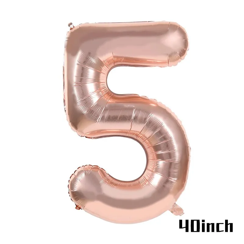 Rose Gold Party Disposable Tableware Plate Number Balloon Girl Birthday Party Wedding Decor Adult Celebration Baby Shower Decor